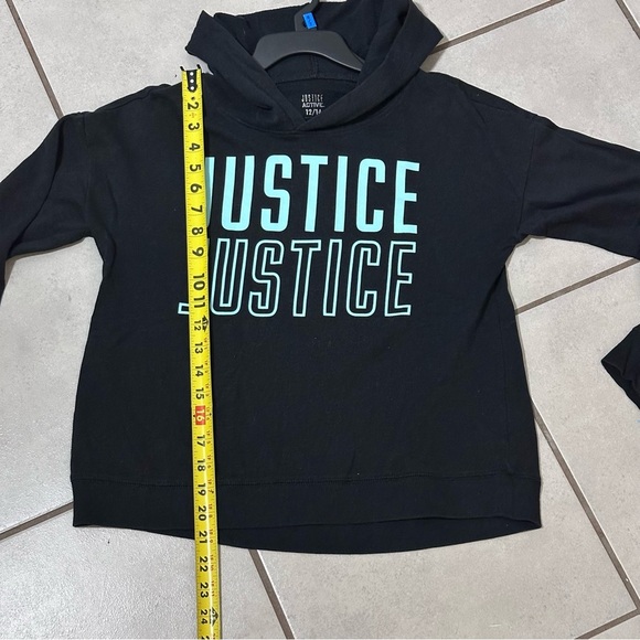 Justice Active Girls Black Hoodie Long Sleeve Logo Shirt Size 12/14 - Picture 6 of 6